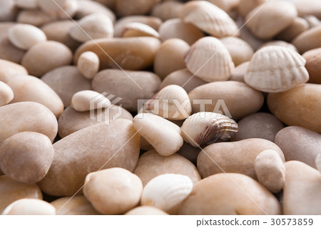 Sea pebbles background, natural seashore stones 30573859