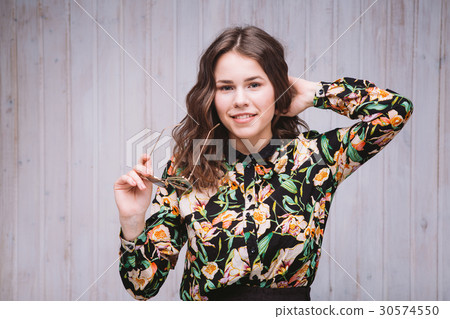 beautiful young smiling girl in a skirt and shirt, 30574550