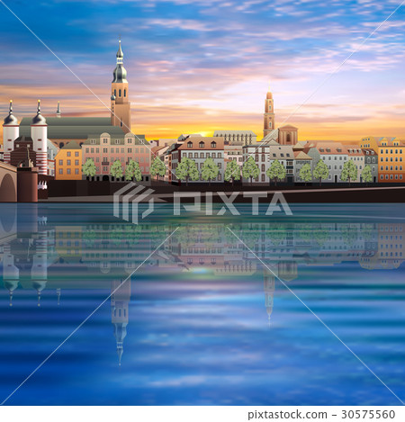 Panoramic view of medieval town in Germany 30575560