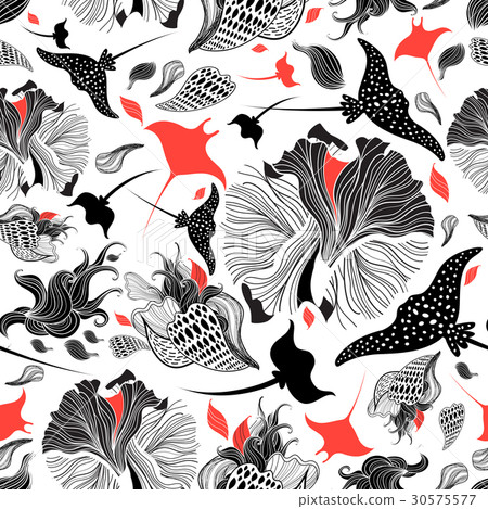 Vector seamless abstract pattern with rays 30575577