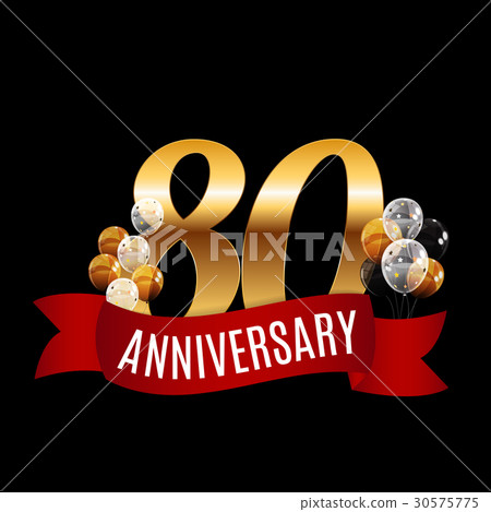 Golden 80 Years Anniversary Template with Red Golden 80 Years Anniversary Template with Red 30575775