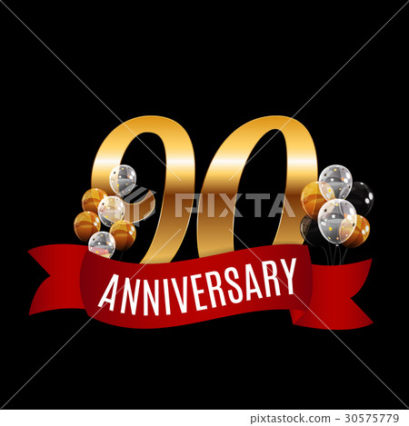 Golden 95 Years Anniversary Template with Red 30575779