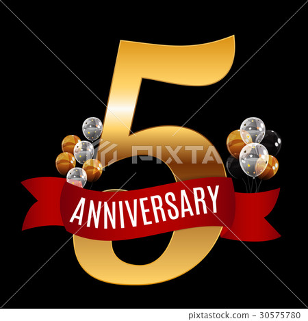 Golden 5 Years Anniversary Template with Red Golden 5 Years Anniversary Template with Red 30575780