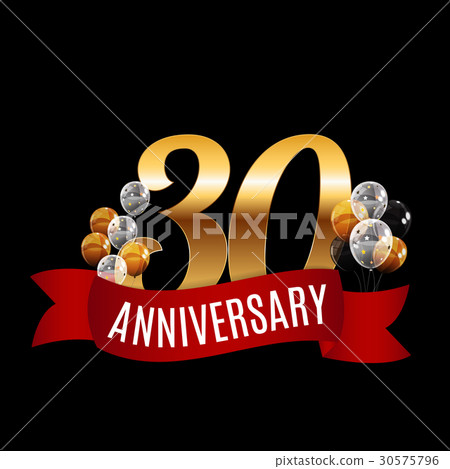 Golden 30 Years Anniversary Template with Red 30575796