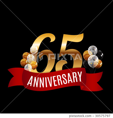 Golden 65 Years Anniversary Template with Red 30575797