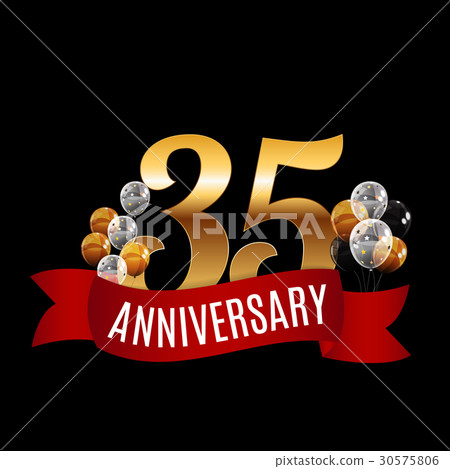 Golden 35 Years Anniversary Template with Red Golden 35 Years Anniversary Template with Red 30575806