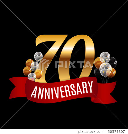 Golden 70 Years Anniversary Template with Red 30575807