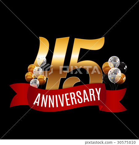 Golden 45 Years Anniversary Template with Red 30575810