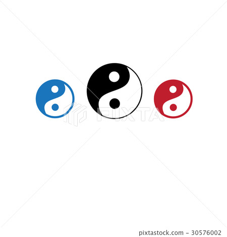 Vector icons of yin yang masculine head   feminine 30576002