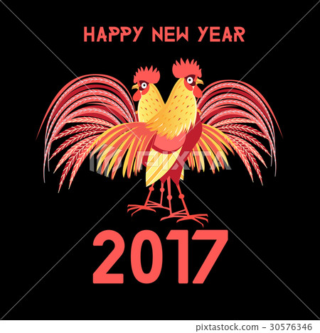 Greeting Christmas card with a rooster 30576346