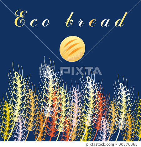 Bright background with bread and ears Bright background with bread and ears 30576363
