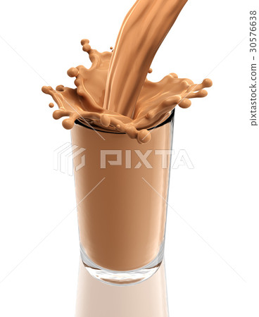 Splash of chocolate milk from the glass on 30576638