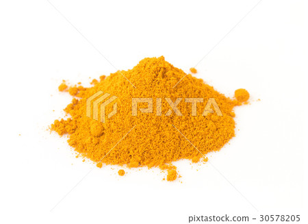 Turmeric power on white background Turmeric power on white background 30578205
