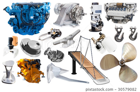 Isolated equipment and parts of modern yacht 30579082