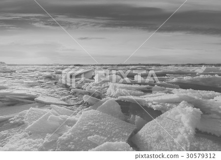 river in winter sunset river in winter sunset 30579312