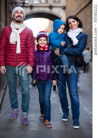 portrait of happy parents with children 30580222