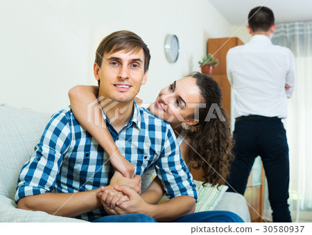 Ex-lover watching girlfriend leaving him Ex-lover watching girlfriend leaving him 30580937