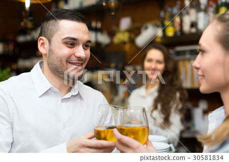 female barista and two clients female barista and two clients 30581834