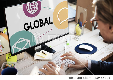 Technology social media connection icons Technology social media connection icons 30585704