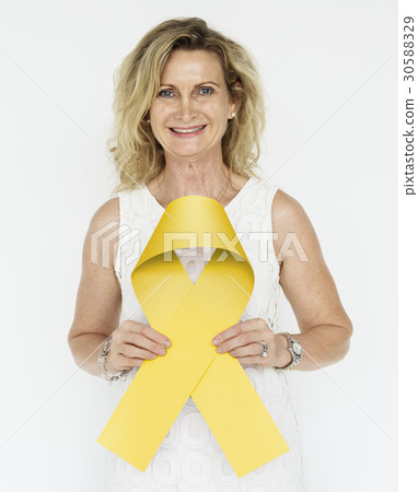 Woman With Ribbon Breast Cancer Awareness Concept Woman With Ribbon Breast Cancer Awareness Concept 30588329