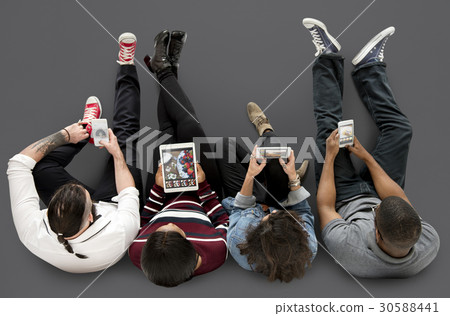 Adult People Use Tablet Mobile Phone Studio Adult People Use Tablet Mobile Phone Studio 30588441