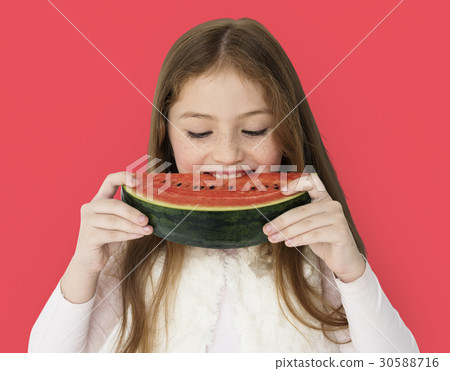 Girl Eating Watermelon Studio Concept 30588716
