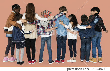 Children Hugging Togetherness Studio Concept 30588718