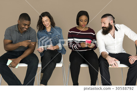 Diverse People Friends Use Mobile Phone Diverse People Friends Use Mobile Phone 30588792