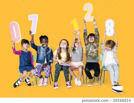 A group of children are holding a number A group of children are holding a number 30588814