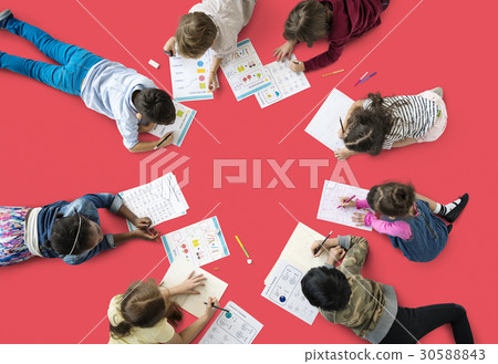 Group of students studying mathematics number Group of students studying mathematics number 30588843