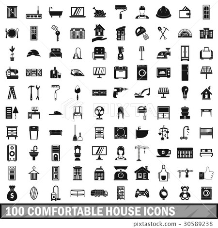 100 comfortable house icons set in simple style 100 comfortable house icons set in simple style 30589238