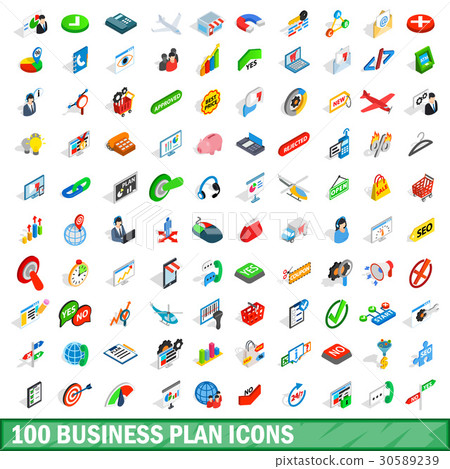 100 business plan icons set, isometric 3d style 100 business plan icons set, isometric 3d style 30589239