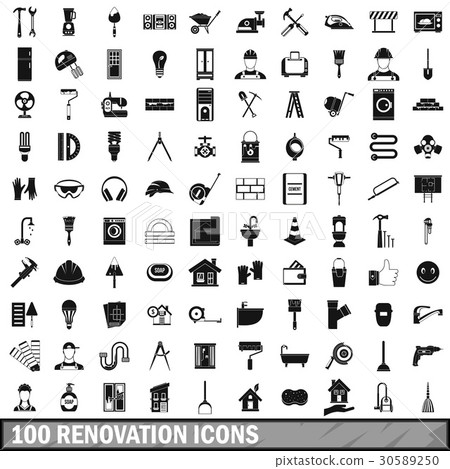 100 renovation icons set in simple style 100 renovation icons set in simple style 30589250