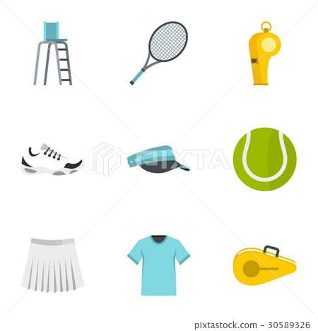 Court tennis icons set, flat style 30589326