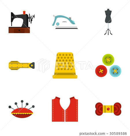 Needlework icons set, flat style Needlework icons set, flat style 30589386