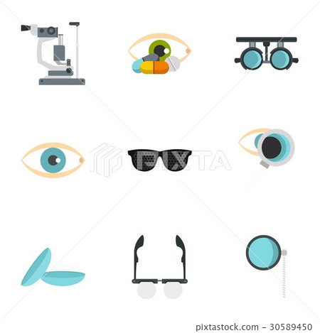 Ophthalmology icons set, flat style 30589450