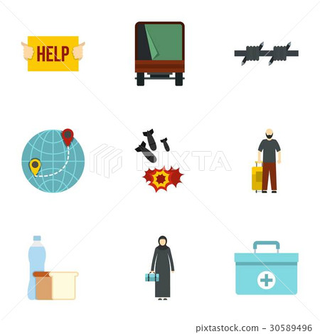 Illegal immigrants icons set, flat style 30589496