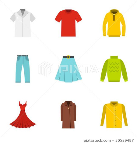 Clothes icons set, flat style 30589497