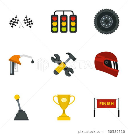 Car race icons set, flat style Car race icons set, flat style 30589510