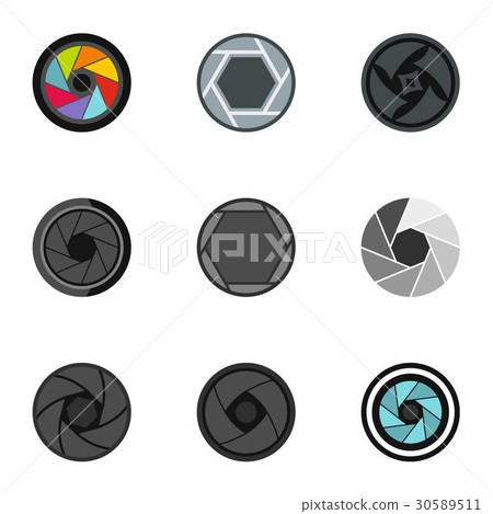 Camera shutter icons set, flat style Camera shutter icons set, flat style 30589511