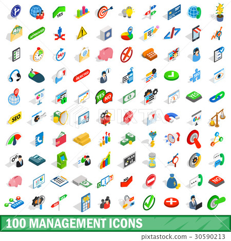 100 management icons set, isometric 3d style 100 management icons set, isometric 3d style 30590213