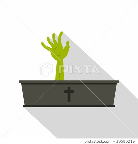 Green zombie hand coming out of his coffin icon 30590219