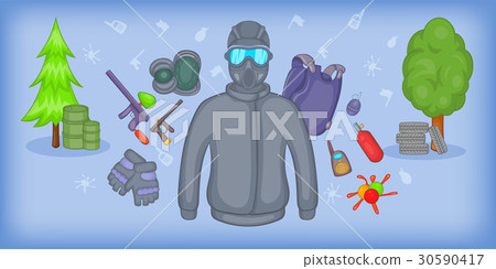 Paintball horizontal banner clown, cartoon style Paintball horizontal banner clown, cartoon style 30590417