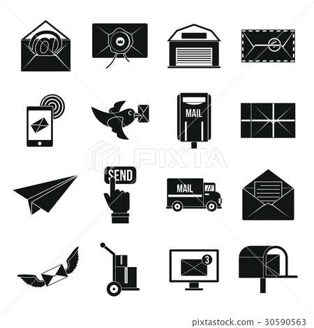 Poste service icons set, simple style Poste service icons set, simple style 30590563