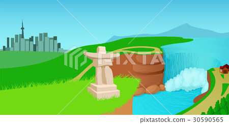 Canada landscape horizontal banner, cartoon style 30590565