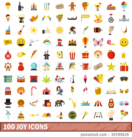 100 joy icons set, flat style 100 joy icons set, flat style 30590626