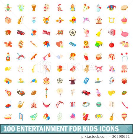 100 entertainment for kids icons set 100 entertainment for kids icons set 30590631