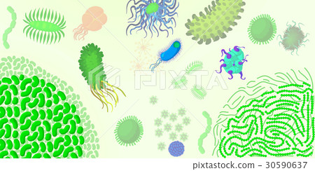 Virus bacterium horizontal banner, cartoon style 30590637