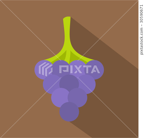 Black grape icon, flat style 30590671