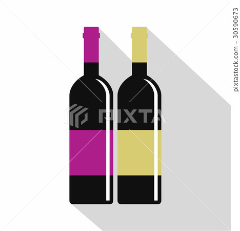 Red and white wine bottles icon, flat style Red and white wine bottles icon, flat style 30590673